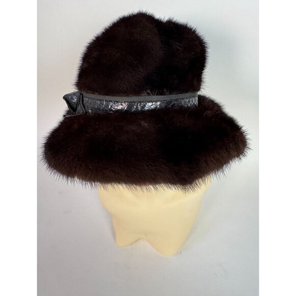Vintage Lenore Marshall New York Mink Fur Hat With Satin Lining & Bow Detail main image 4